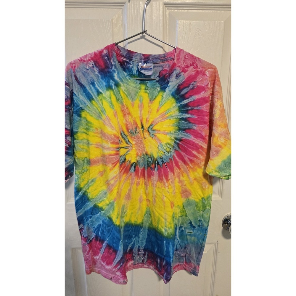 Handmade Ice Tie Dye T-Shirt XL Mens Womens Soft Cotton Multi Spiral Gravity